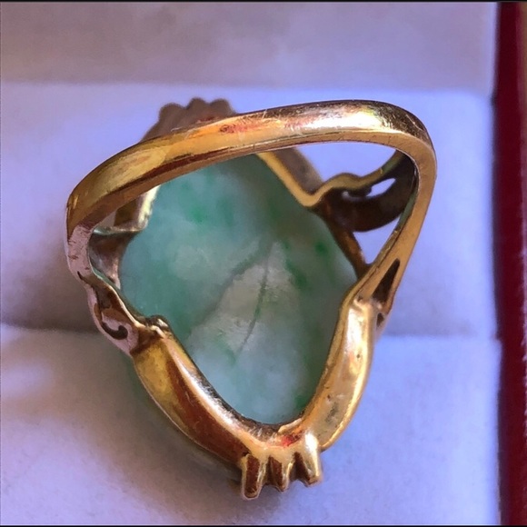 Jewelry | Vintage 14k Solid Gold Carved Jade Ring | Poshmark
